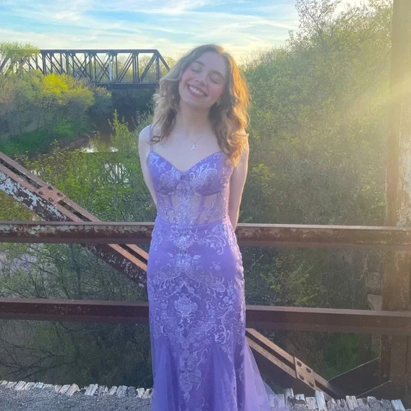 Camille La Vie | Dresses | Size 3 Silver Glitter Purple Dress Prom Dress |  Poshmark